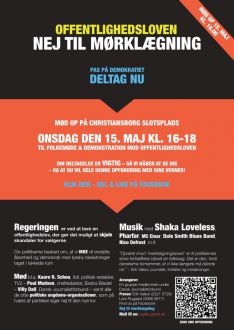 folkemøde mod den nye offentlighedslov demonstration christiansborg slotsplads 15 maj 
